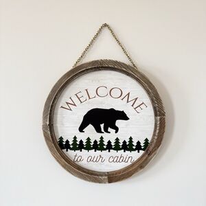 Wood Round Welcome to Our Cabin Hanging Sign Cabin Decor Rustic Home